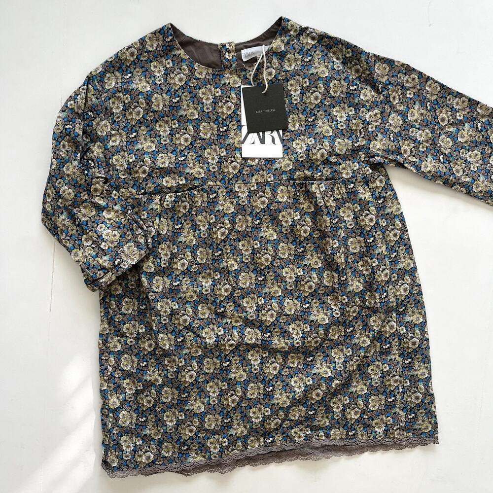 Zara Timeless Floral Lace Hem Dress 5y NWT